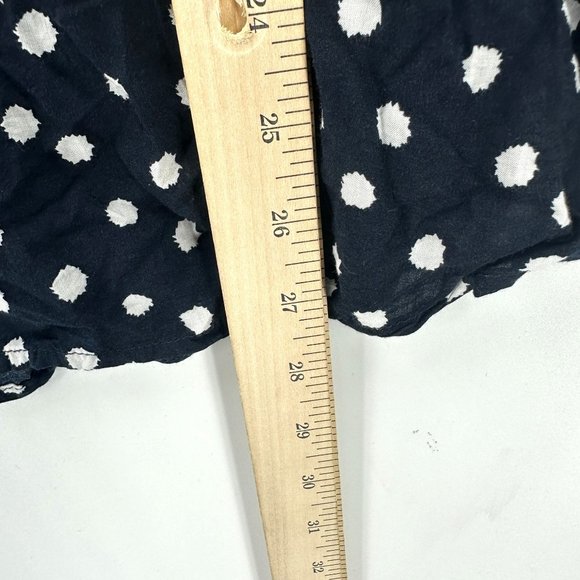 TYLHO Anthropologie Blouse Womens Button Down Short Sleeve Swing Polka Blue S - Picture 7 of 9